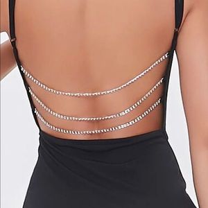 Rhinestone Open-Back Mini Dress Blue